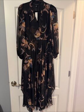 White House Black Market Floral-Print Assymetrical Maxi Dress NWT Size 2